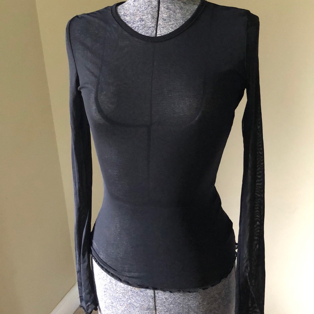 Black Mesh Long Sleeve Shirt